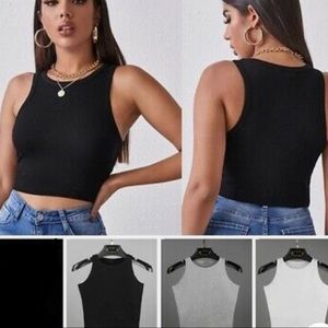 Women Basic Casual Stretch Crop Cropped Tank Top Sleeveless Shirt S - L